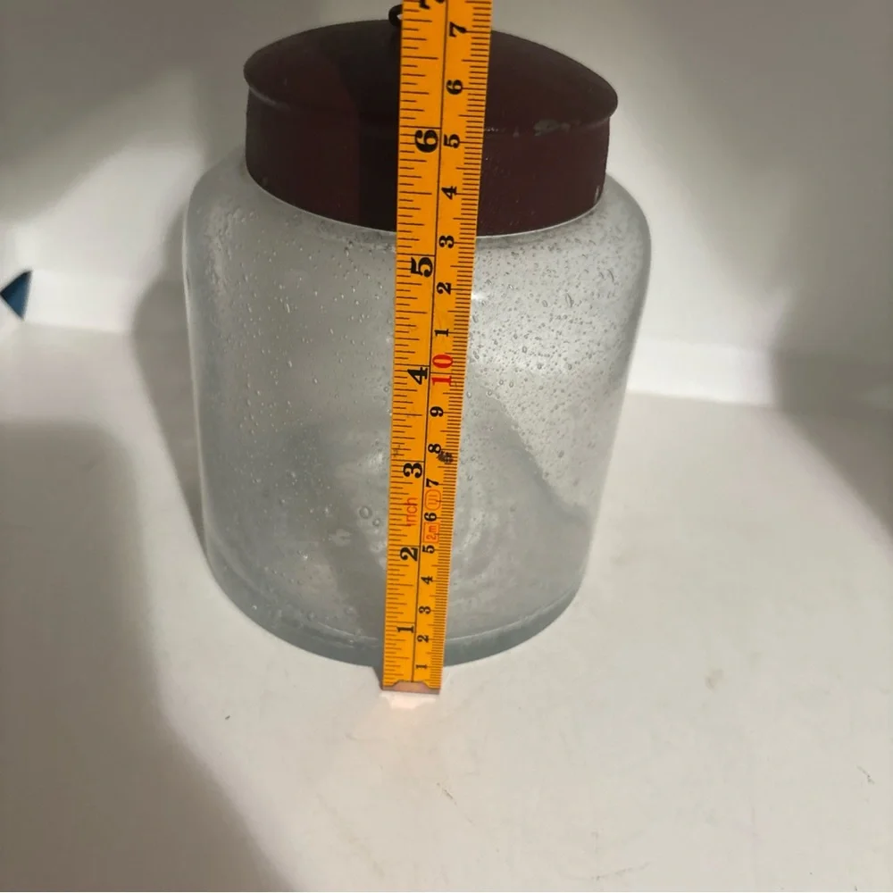 Vintage Clear Glass Canister Jar Metal Lids With Handle Modern Farmhouse Bath